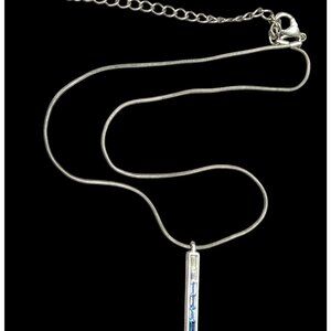 Modern Ombre Blue And Silver Tone Gemmed Pillar Necklace